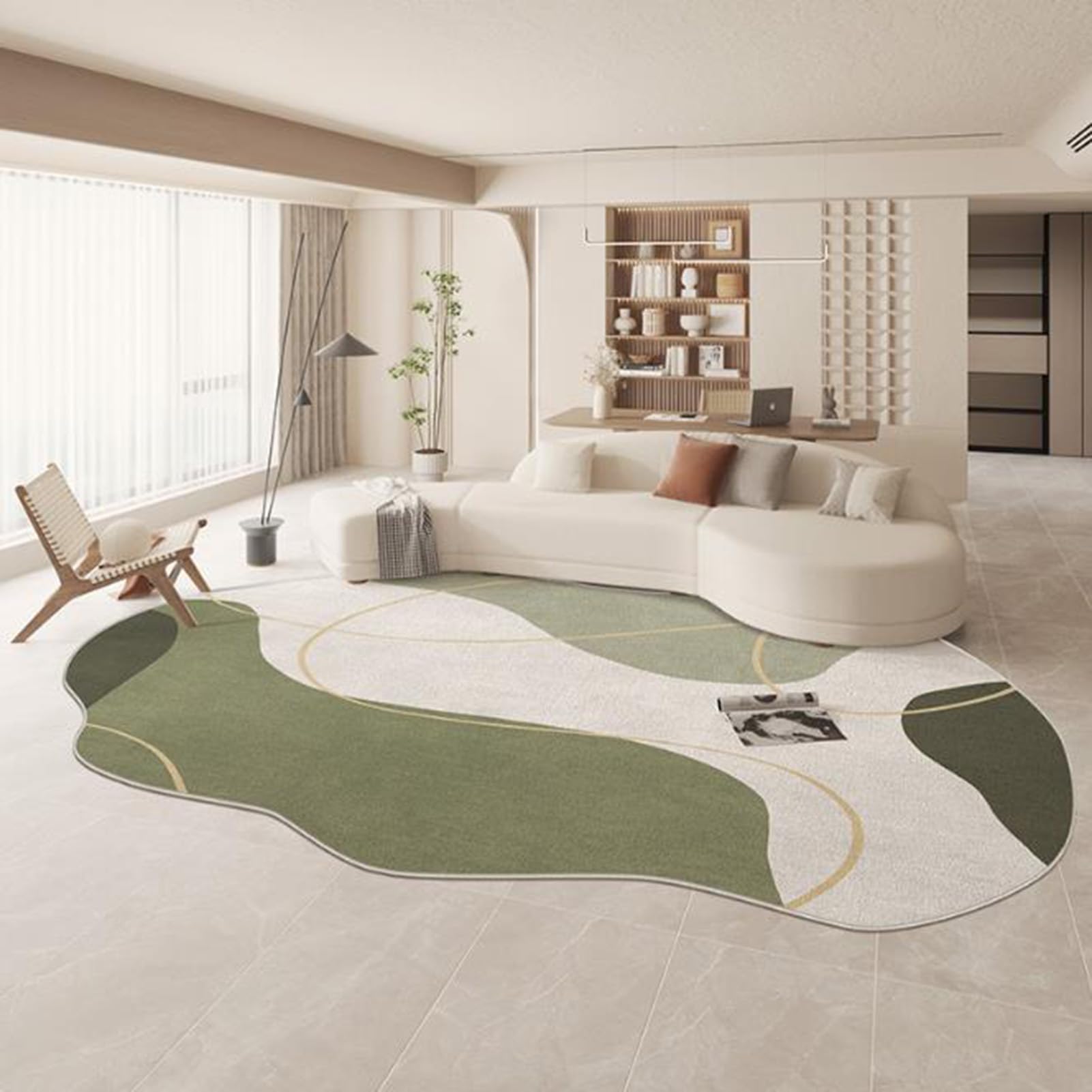Tapis abstrait irrégulier pour créer un coin lecture cosy dans la chambre