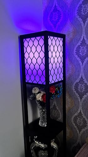 Floor Lamp With Shelves 3-Tier Modern Storage Standing Reading Light Home Black | UK