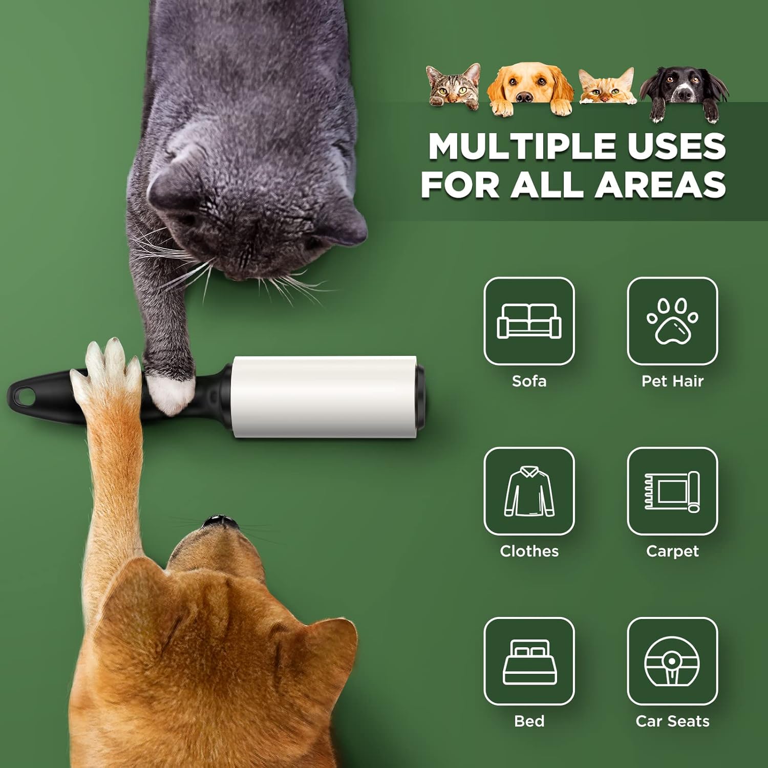 Degbit Extra Sticky Lint Rollers, Mega Value Set [300 Sheets/5 Refills] with 2 Upgraded Handles, Portable Lint Roller for Pet Hair Removal, Clothes, Carpet, Couch, Furniture, Dog Cat Lint Remover : Health & Household