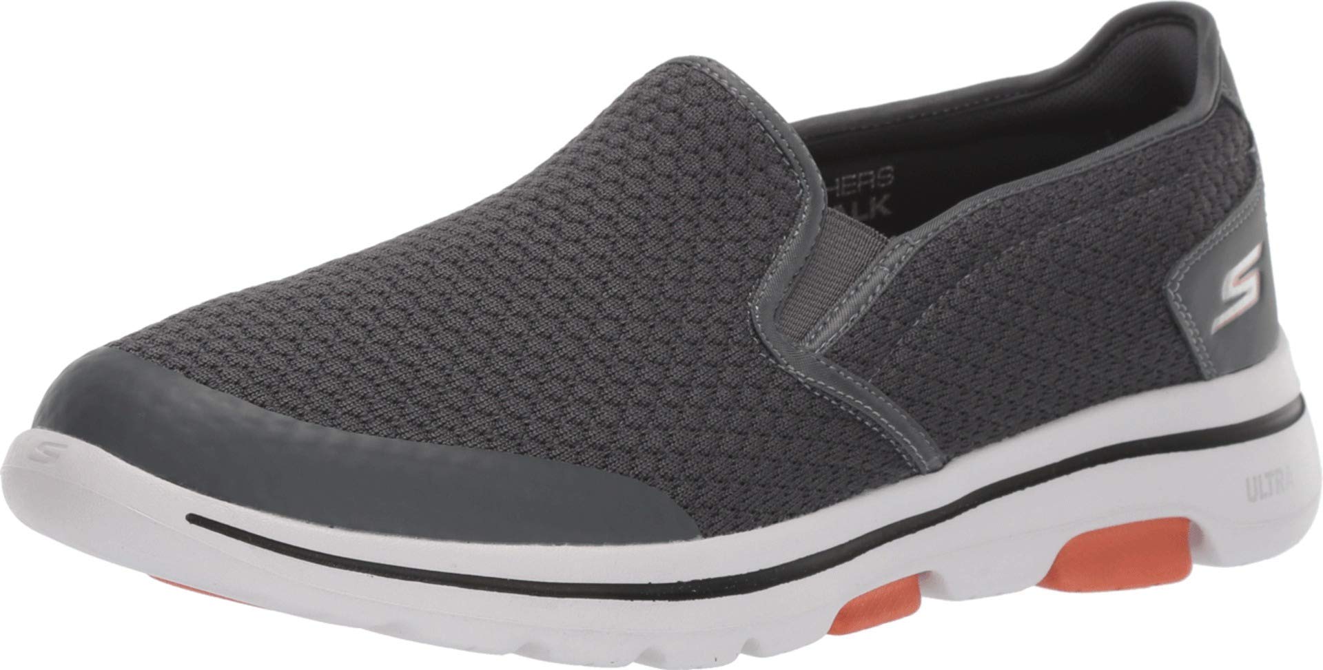 SkechersMen's GO Walk 5 APPRIZE Slip On Trainers, Charcoal Textile/Synthetic/White Trim, 9 UK