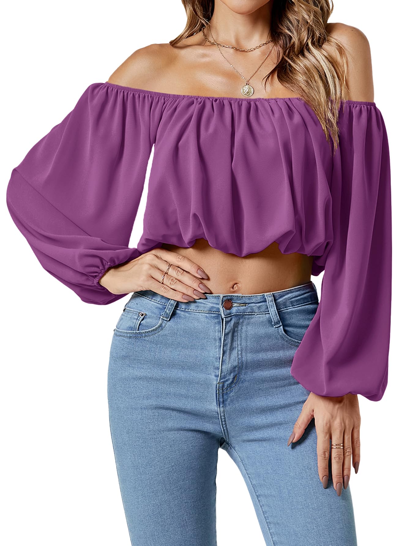 Umenlele Women's Off Shoulder Crop Top