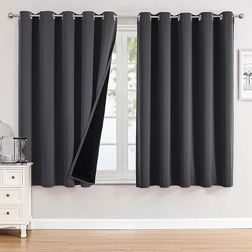 Miniatura 100 de ChrisDowa Cortinas 100% Opacas para Dormitorio con Forro Negro, 2 Capas Gruesas Totalmente Opacas con Aislamiento Térmico y Ojales, Cortinas de