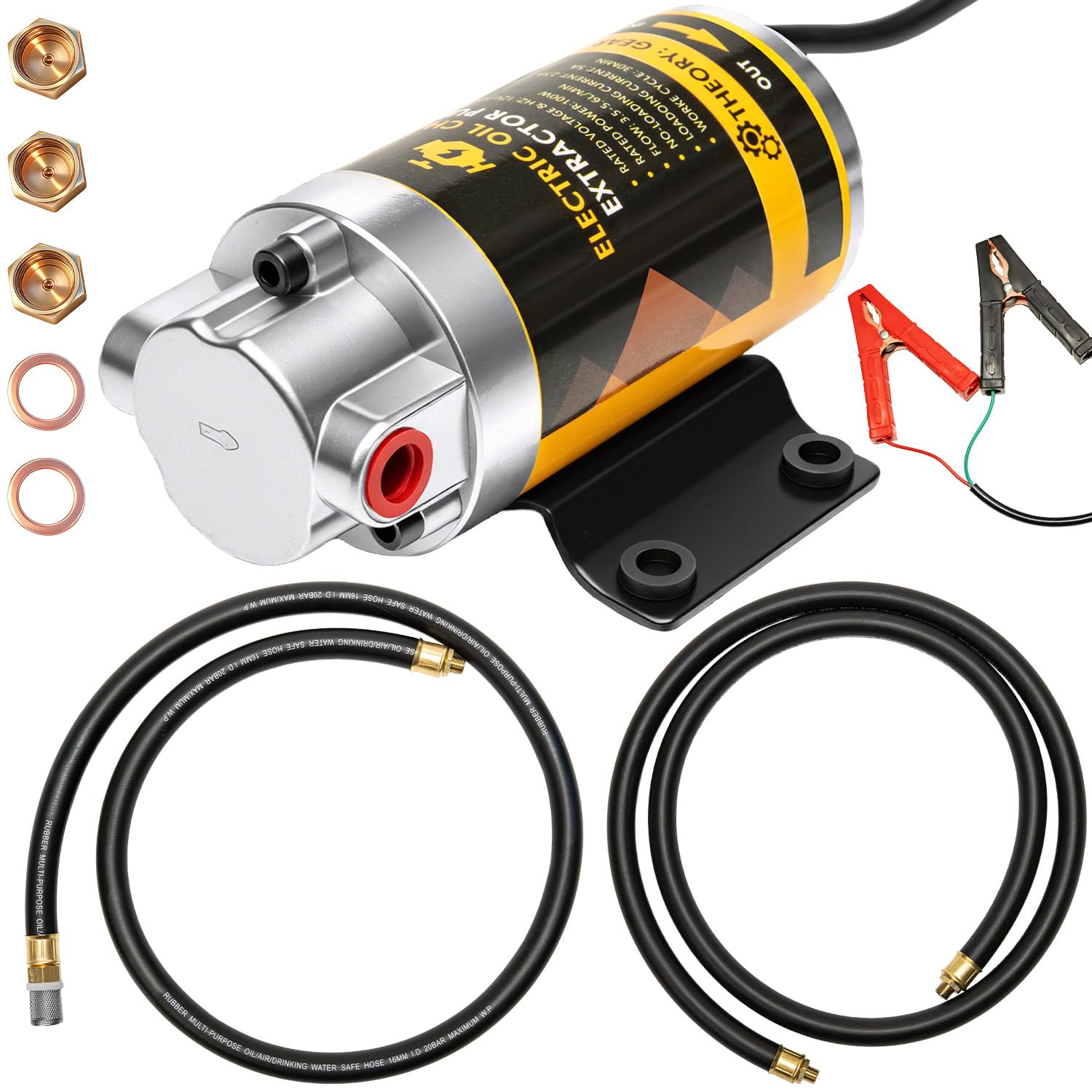Photo 1 of FACFUEL Electric Oil Extractor Pump 12V, 5.8L/Min High Flow Oil Change Pump with 5/8" ID Rubber Hose, Marine Engine Fluid Transfer Pump for Engine Oil, Gear Oil, Motor Oil, Transmission Fluid
