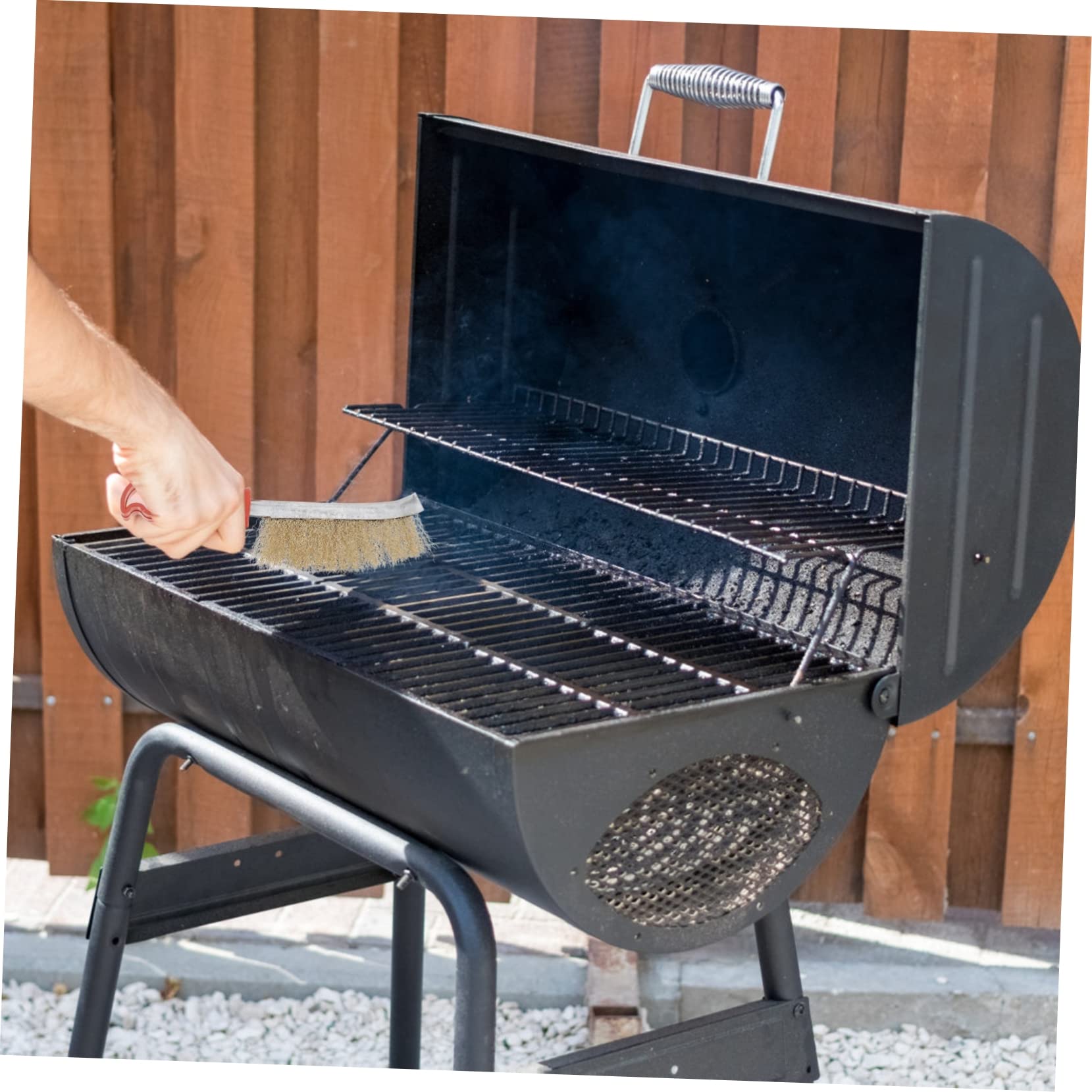 SUPVOX 2-Piece BBQ Grill Cleaning Brush Set Copper Wire BBQ Tool for Easy Cleaning Home Use Random