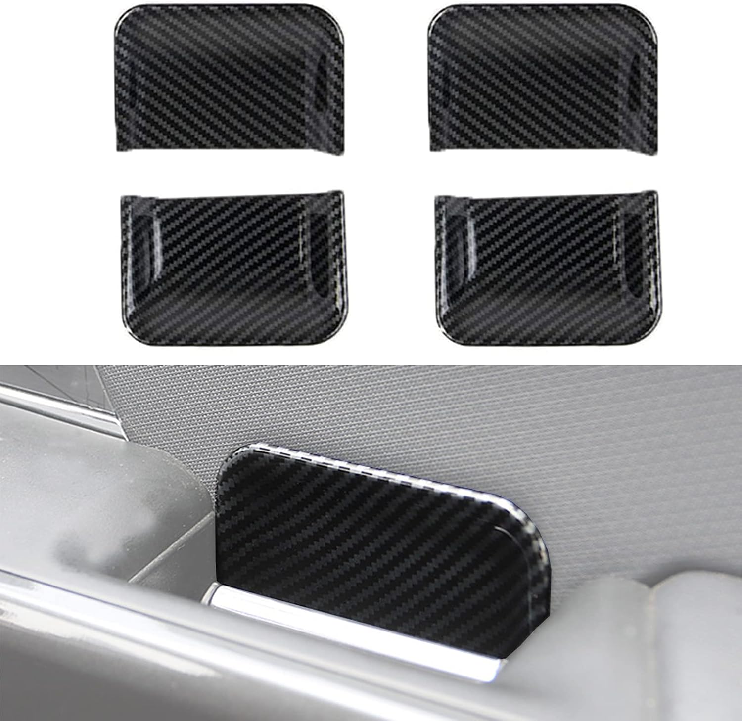 Keptrim for 2021 Ford F-150 ABS Carbon Fiber Inner Door Bowl Cover Trim (4pcs)