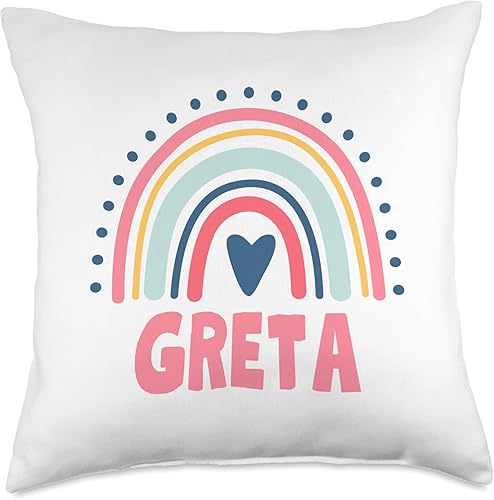 Greta Name Custom Woman Myth Legend Pink Birthday Party Throw Pillow, 18x18, Multicolor
