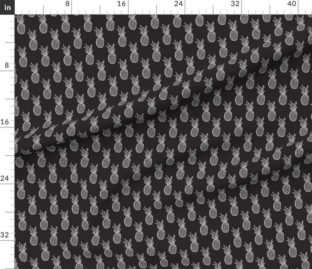 Spoonflower Fabric - Hot Summer Pineapple Black White Trendy Illustration Tropical Fruit Printed on Petal Signature Cotton Fabric by The Yard - Sewing Quilting Apparel Crafts Decor