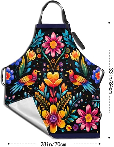 Miniatura 5 de Kawani Unisex Adult Apron Colorful Print Adjustable Apron With 2 Pockets for BBQ Cooking Painting
