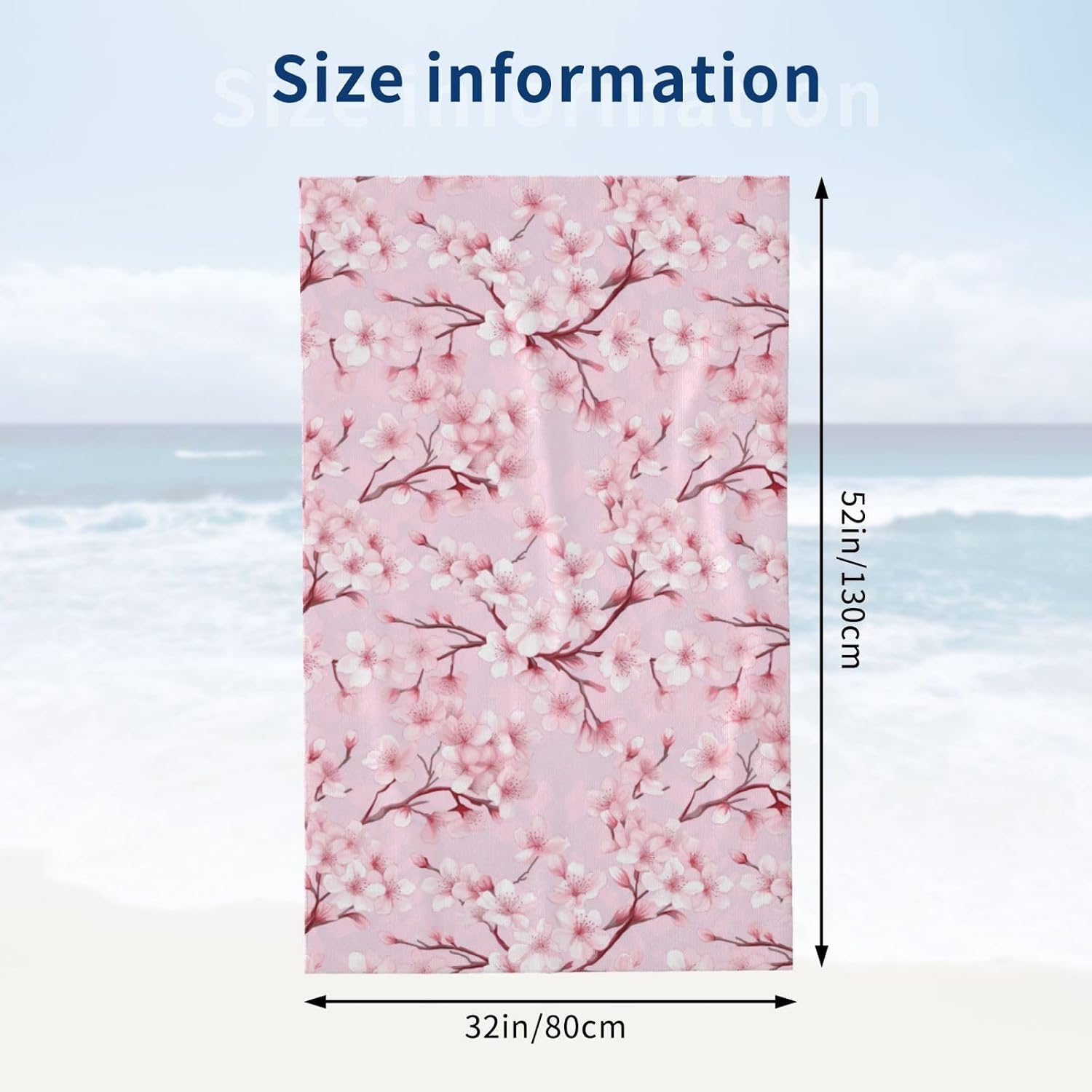 Romantic Cherry Blossom Beach Towel Microfiber Sand-Free Soft Absorbent Quick Dry Bath Towel for Travel Pool Swimming Bathroom Travel Gifts for Men Women Beach Accessories 31x51 in