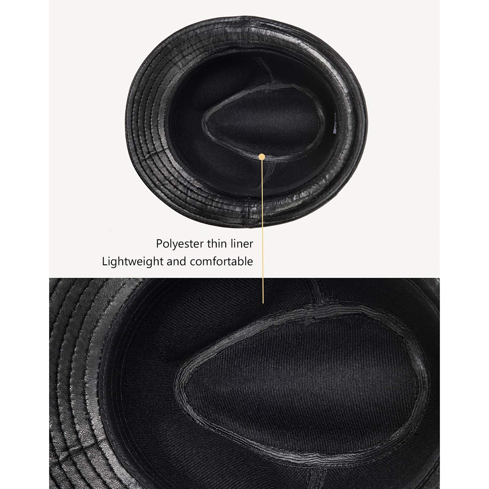 Sombreros de invierno, cuero genuino Jazz Cap Hombre Sheepskin Top Sombrero Panamá Vintage Fedora Trilby Hat Otoño e Invierno