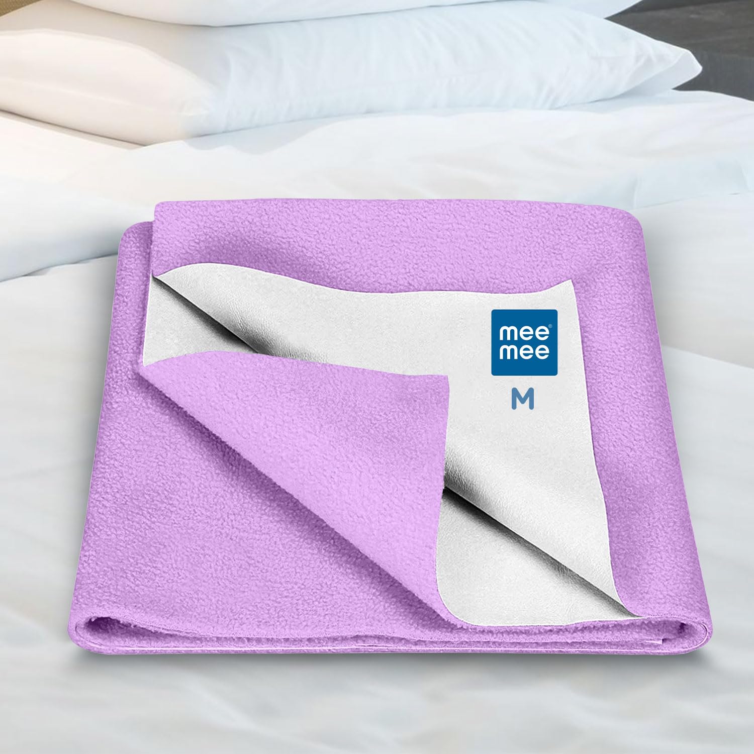 Mee Mee Ultra-Absorbent Cotton Bed Protector for Newborns - Rapid-Dry Mattress Sheet with Breathable, Skin-Friendly Design, Reusable Waterproof Cot Sheet for Infants (0-9 Months) - 50x70cm, Pink-image-2