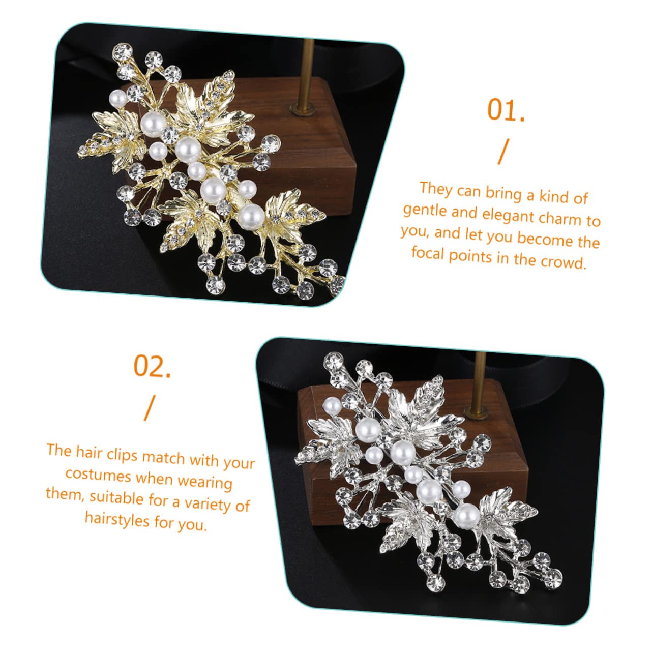 FRCOLOR 5 Sets Braut Haarschmuck Strass Haarspangen Hochzeit Haar Blatt Stück Haarschmuck Für Frauen Gold 2 Stück * 5