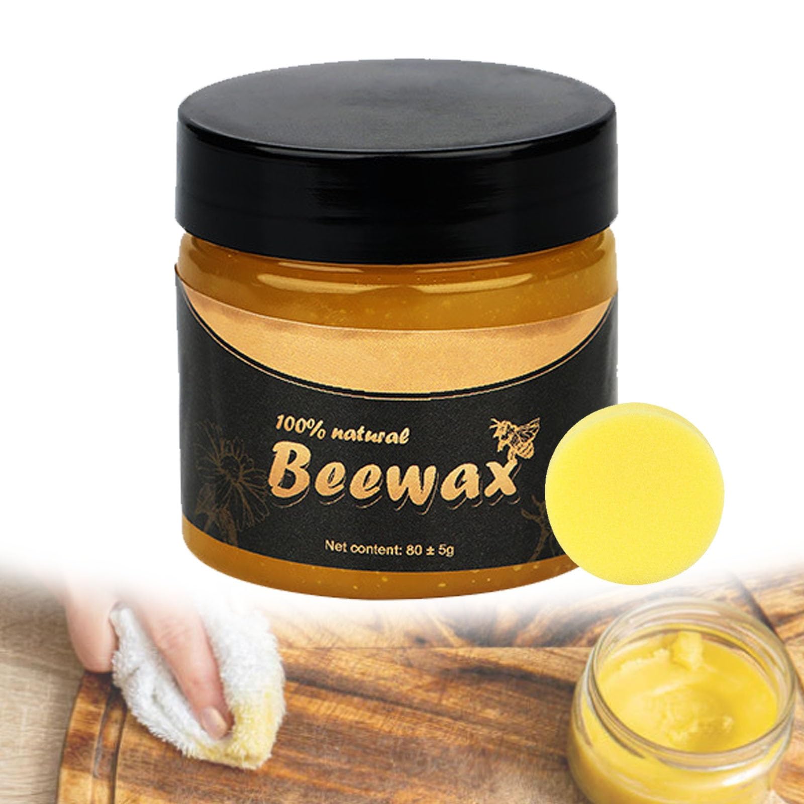 Aosrioylt 1Pcs For Beefix Furniture Restorer, Beeswax Polish For Wood, Beefix Beeswax Furniture Polish, Beefix Wood Restorer With Sponge, Natural Furniture Polish & Conditioner(1Pcs)