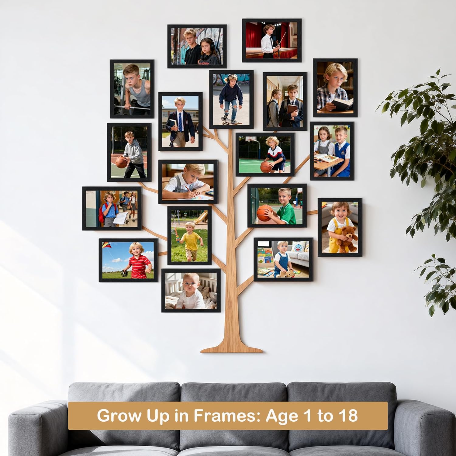PETAFLOP Wooden 5x7 Picture Frame Set of 18, Bulk Black Photo Frames Fits 5 by 7 for Wall or Tabletop Display