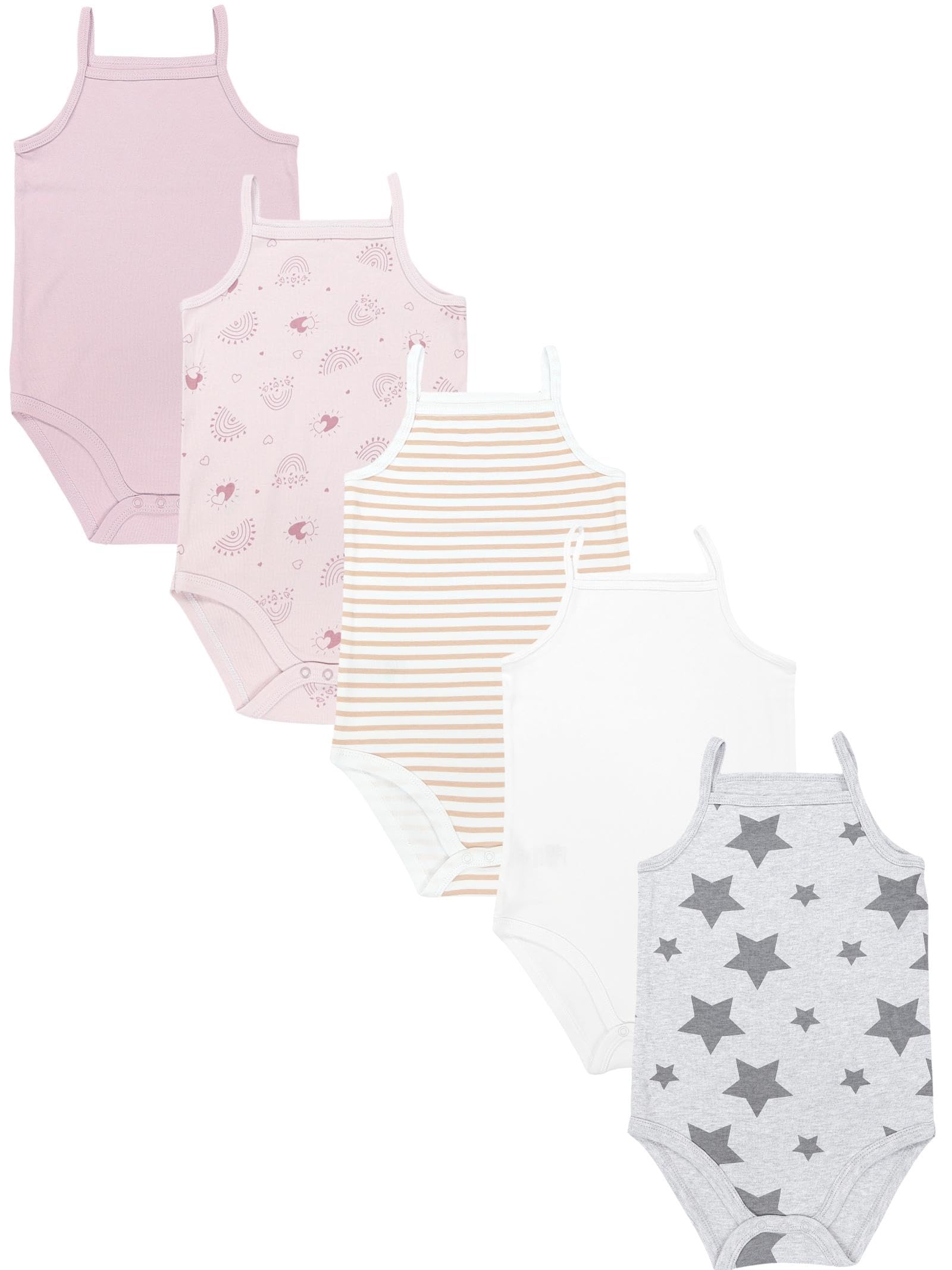 TupTam Body Neonato Bambina 5 Pezzi – Body Neonato in Cotone con Spalline, Perfetto per l’Estate