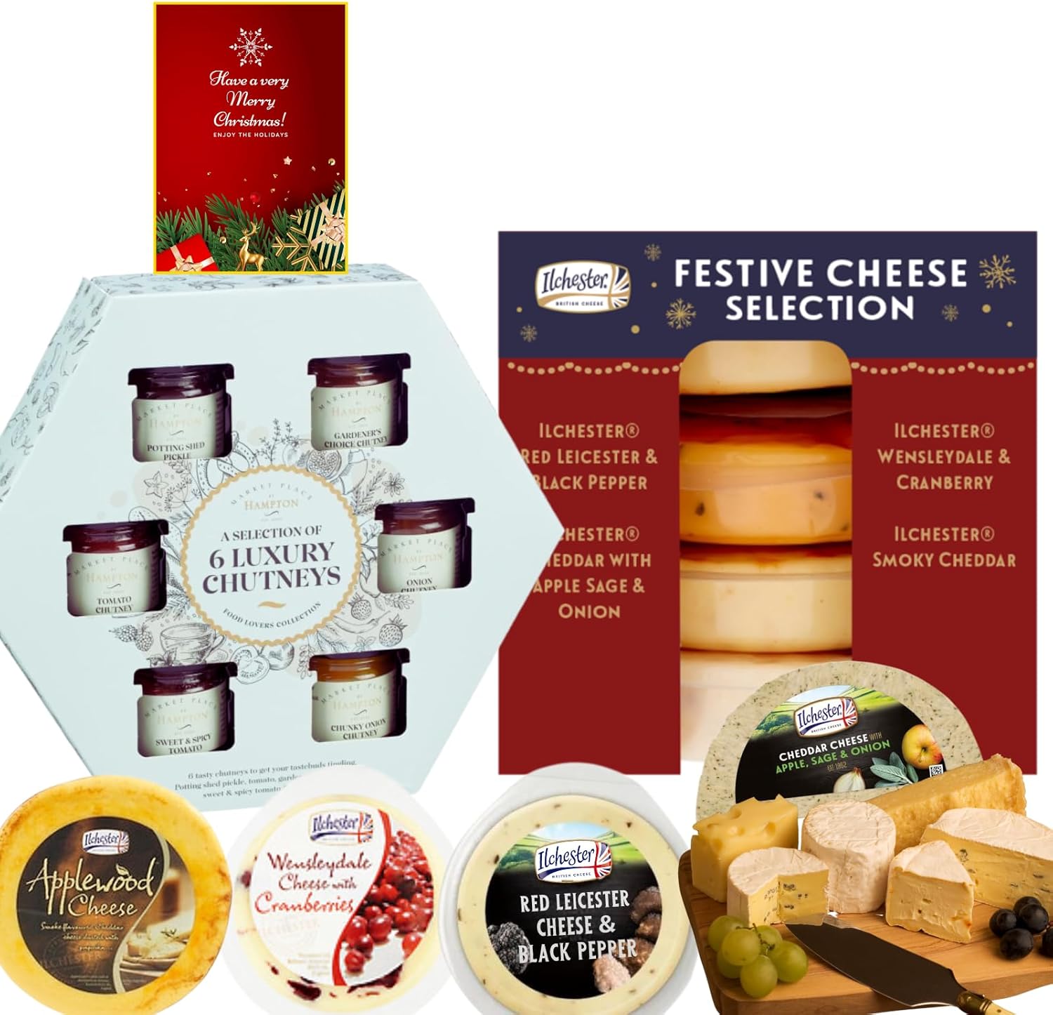 Cheese and Chutney Gift Sets 4x Ilchester Festive Cheese Selection