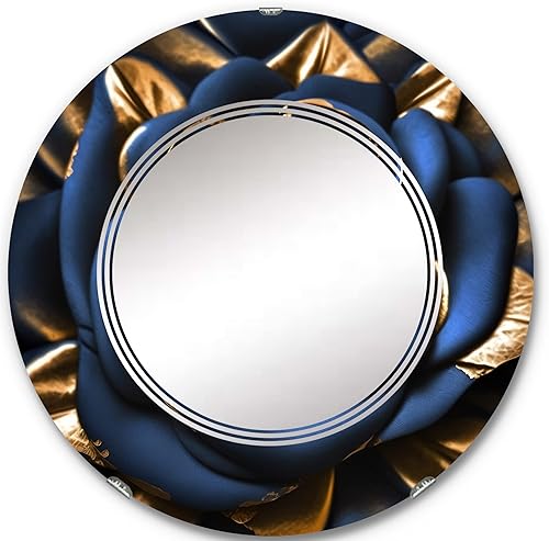 Miniatura 6 de DesignQ Rosa dorada en Kings Blue II, espejo de tocador, espejos de baño, espejos de pared para sala de estar, dormitorio, espejo ovalado, grande,