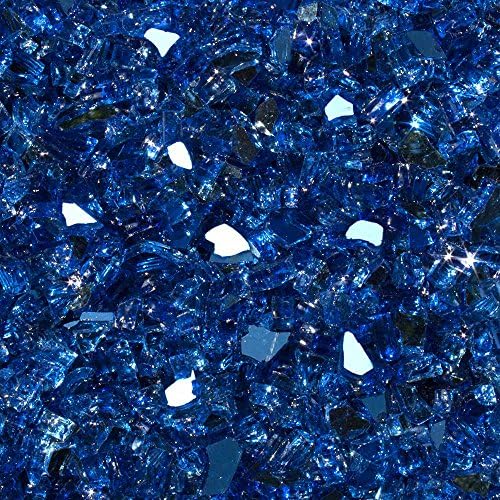 High Luster, 1/4" Reflective Tempered Fire Glass in Meridian Blue, 10 Pound Jar, by Celestial Fire Glass