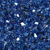 High Luster, 1/4" Reflective Tempered Fire Glass in Meridian Blue, 10 Pound Jar, by Celestial Fire G