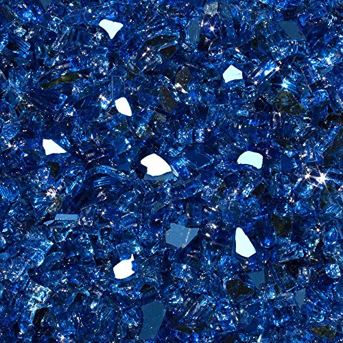 High Luster, 1/4" Reflective Tempered Fire Glass In Meridian Blue, 10 Pound Jar, By Celestial Fire Glass #TOP2