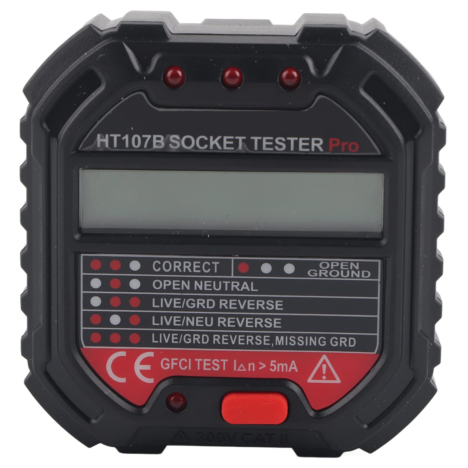 Socket Tester Electrical Tester Multifunctional with LCD Display, Diagnostic Plug, Automatic Circuit Polarity Detection, for Household, Office and Panel Testing