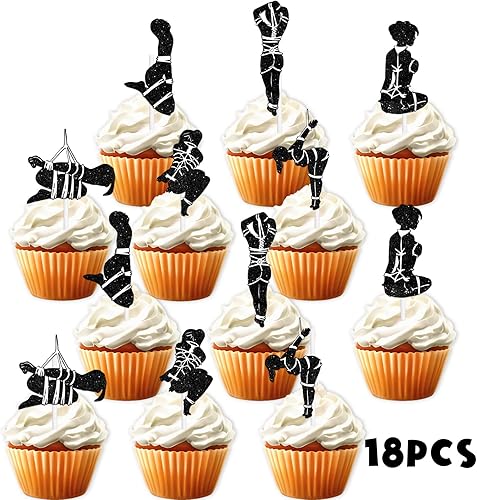 Miniatura 3 de 18 piezas de decoración de postre con purpurina negra para maquillaje divertido, salida nocturna, despedida de soltera, fiesta de película,