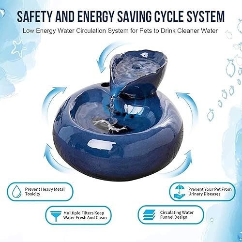 Miniatura 3 de Fuente de agua de cerámica para gatos, lindo dispensador automático de bebidas para mascotas, súper silencioso, para gatos, gatitos, perros,