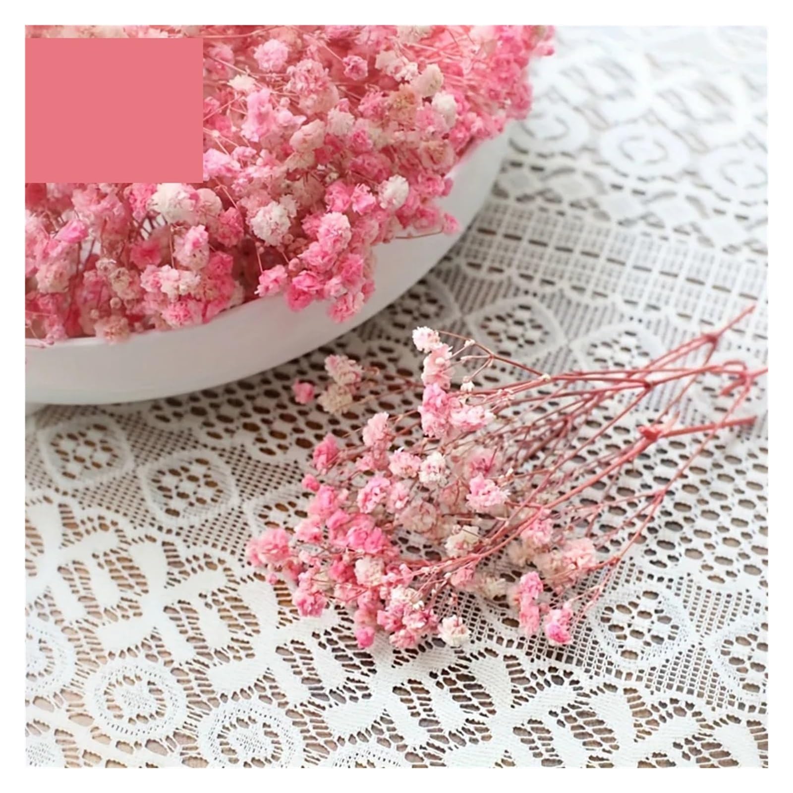 gypsophile séché Fleurs de Souffle bébé séchées à Petites Branches, for la Fabrication Cartes, Artisanat, Mini Bouquet gypsophile, décoration Vases Table Mariage Domicile, 100(Pink with Box)