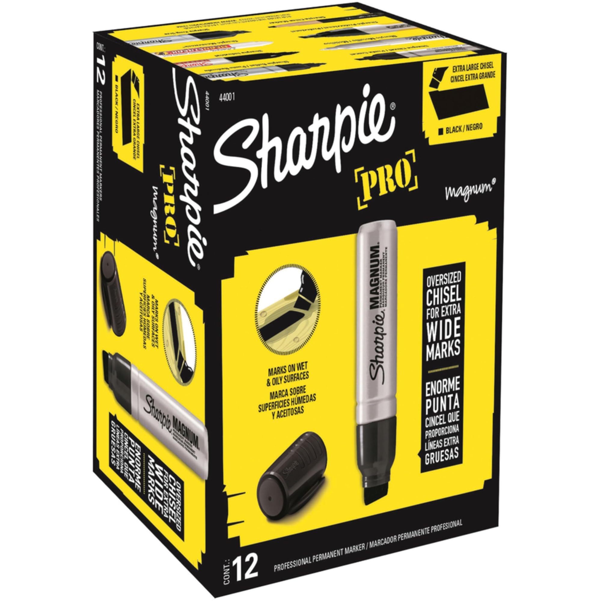 SHARPIE Magnum Permanent Marker – Black, Jumbo Chisel Tip, Aluminum Barrel (Unpackaged)
