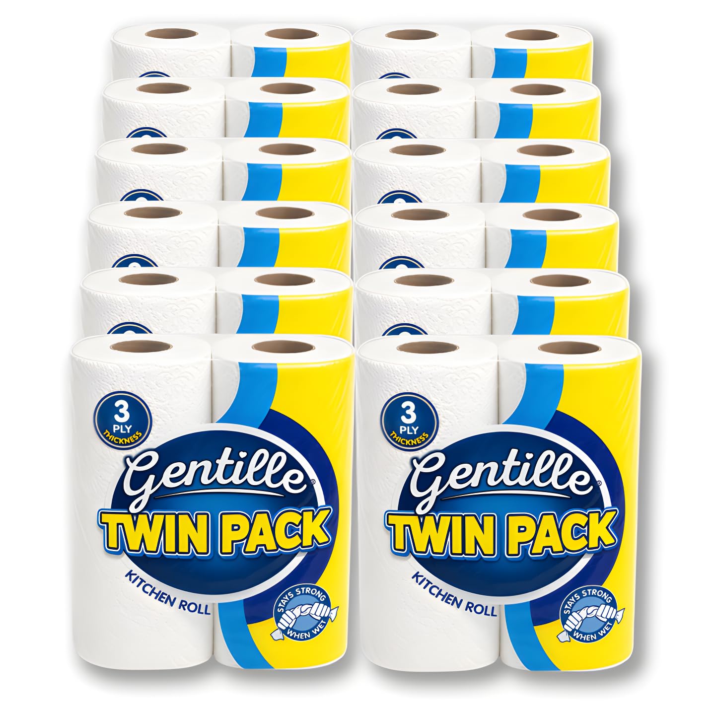 Gentille Twin Kitchen Roll | 3 Ply Thickness | Thick, Strong, Absorbent Paper | UK Made (24)