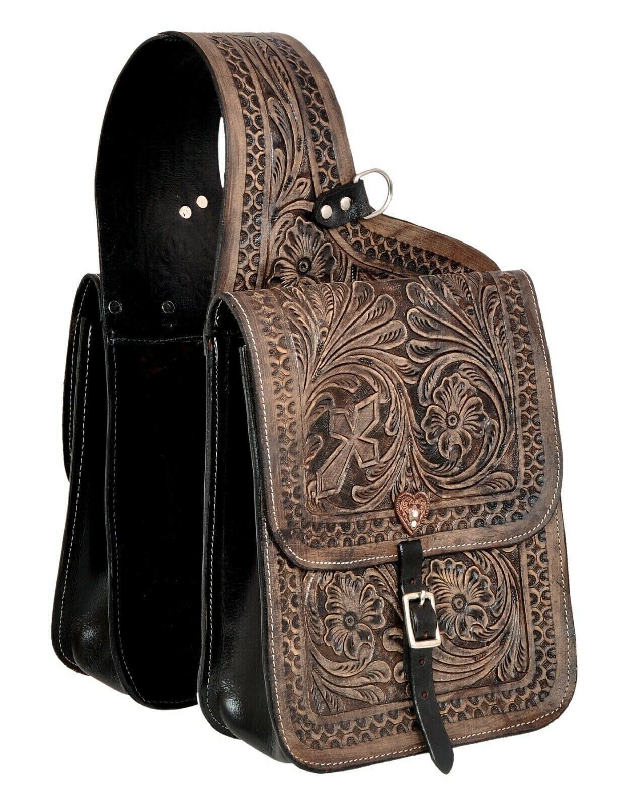Western Horse Leather Saddle Bag Heavy Duty Traditional Trail Ride | Saddle Bag | Horse Saddle Bag | Western Saddle Bag | Leather Saddle Bags for Horses (Color-18)