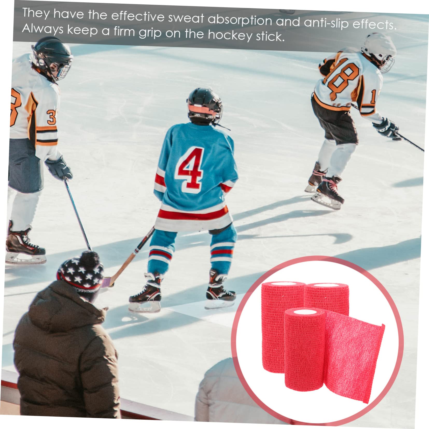 ifundom 3 Rolls Elastic Non Slip Racket Grip Tapes for Hockey Self Adhesive Absorbent Racket Tapes Durable Bright Color Design for Enhanced Performance