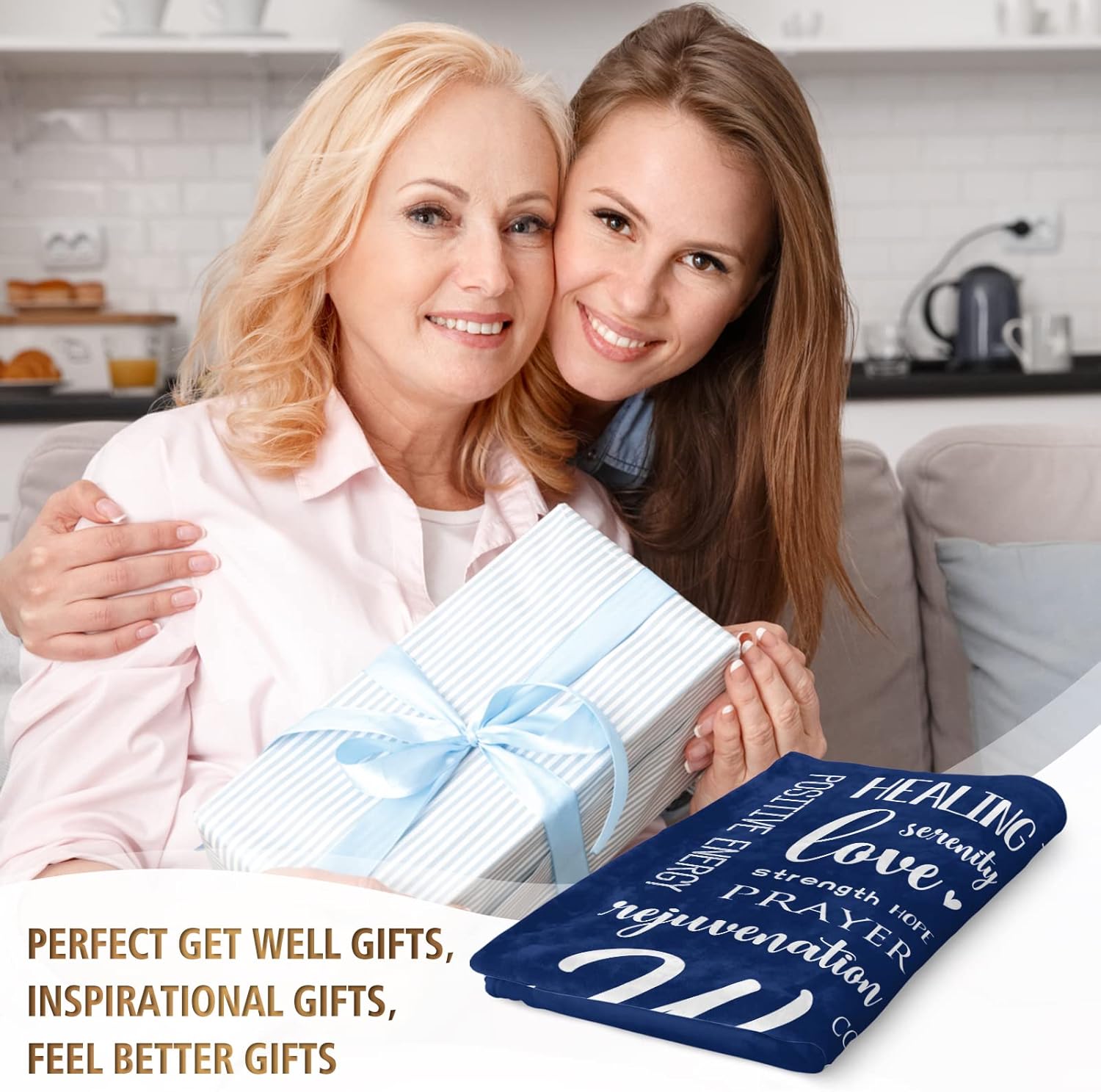 Afterprints Warm Hugs Healing Blanket - Cancer Gifts for Women Men, Get Well Soon Gift for Friend Family, Sympathy Inspirational Blanket, Soft Comfort Throw Blankets 50"x60" - Image 2