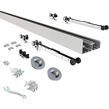 JUBEST 6FT/72 Heavy Duty Bypass Door Hardware with Soft Close Mechanism, Sliding Closet Door Hardware Set for 2 Door System, Smoothly and Quietly, Fit Door Thickness 1 3/8" or 1 3/4", Easy to Install