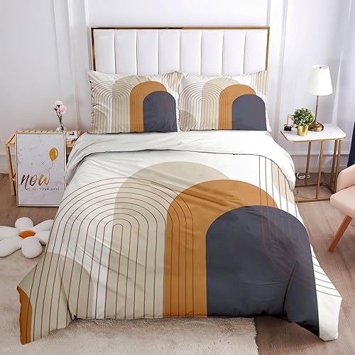 Juego de funda de edredón tamaño King, estilo escandinavo de geometría moderna para niños y adultos, decoración de dormitorio, juego de funda de