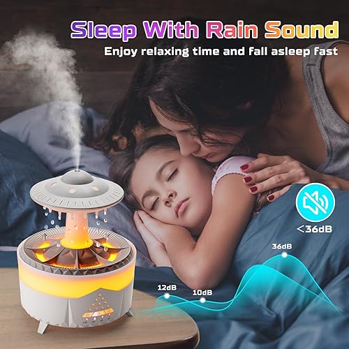 Miniatura 2 de Biupky - Humidificadores de gotas de lluvia UFO para dormitorio y hogar, difusor de aceite esencial de gran capacidad de 11.8 fl oz para el hogar,