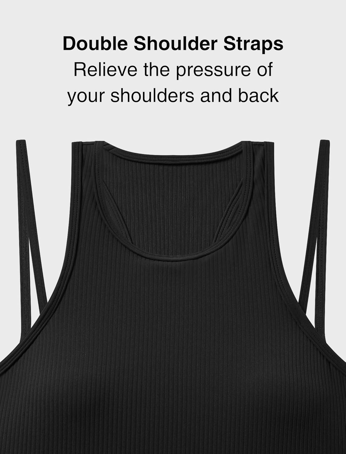 Yvette Racerback Crop Top with Removable Built in Bra Thin Straps Sports Bra for Women