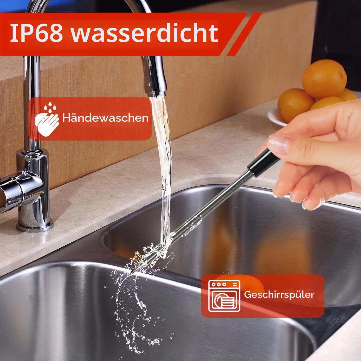 Präzises Bluetooth-Meatthermometer – Kabellos, wasserdicht (IP68) & mit App-Steuerung für perfektes Grillen und Braten