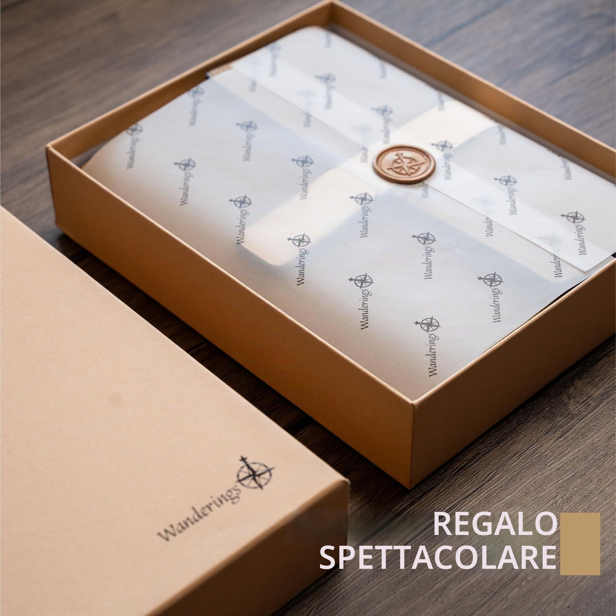 Wanderings Raccoglitore A5 a 6 Anelli in Pelle – Con Tasche Interne | Vera Pelle Pieno Fiore | Planner Non Datato 52 Settimane | Elegante, Ricaricabile e Funzionale