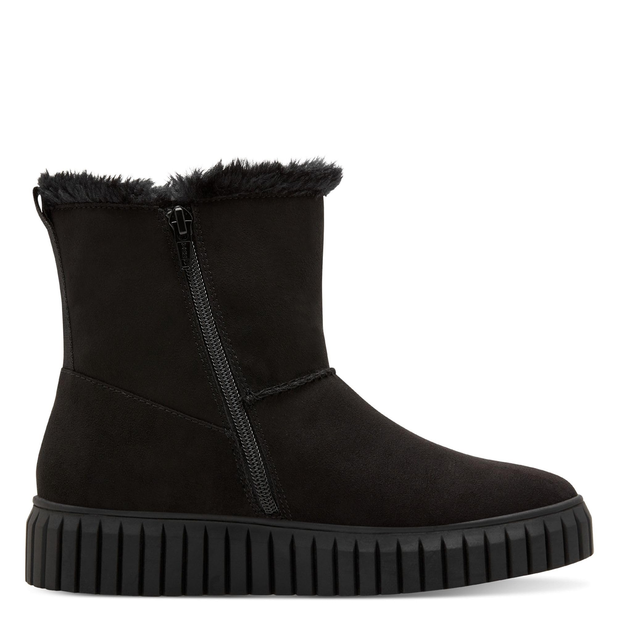 s.Oliver Damen Stiefelette Plateau Vegan mit Plüsch Warmfutter 5-26418-41, Größe:38 EU, Farbe:Schwarz