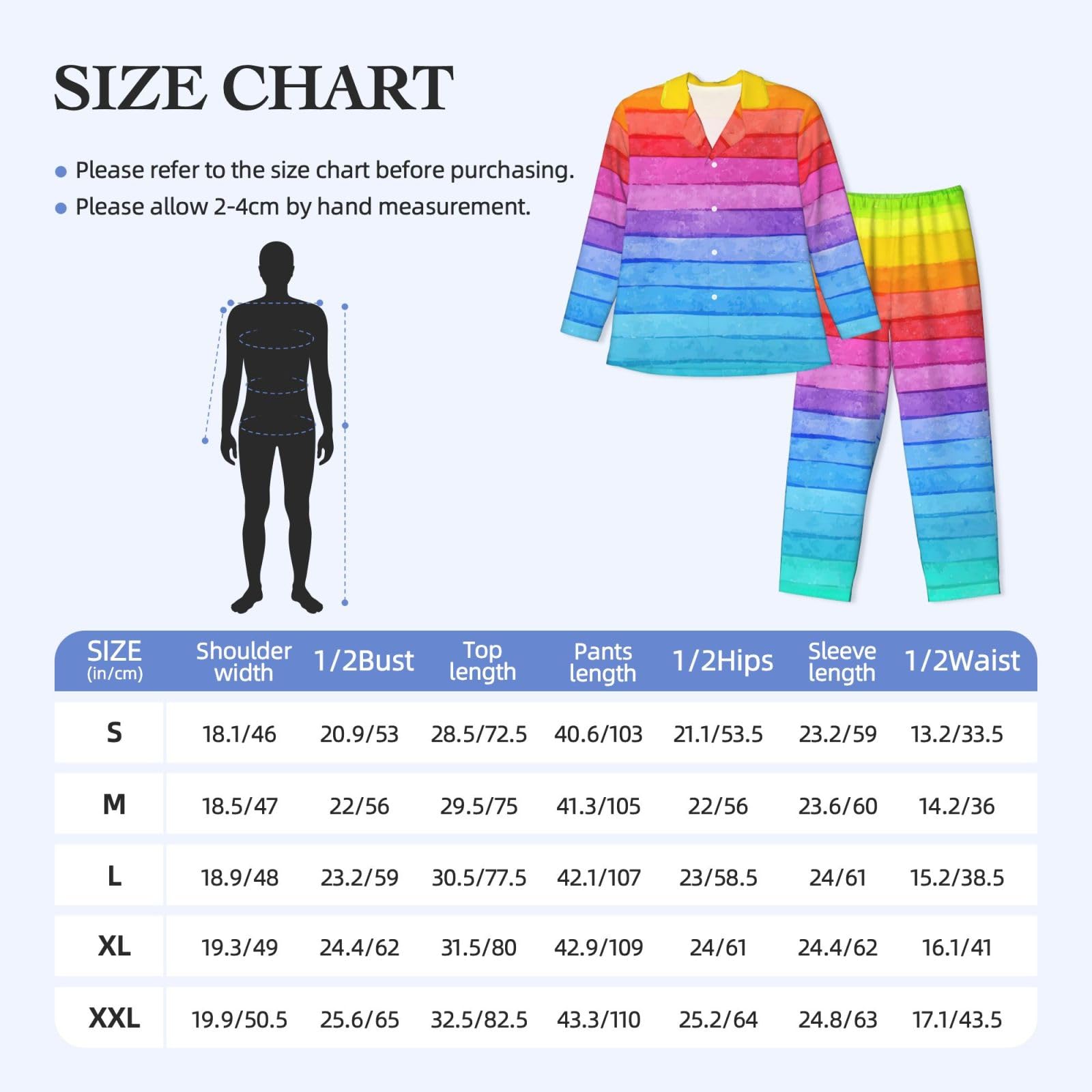 Arcobaleno Colorato A Righe Stampa Degli Uomini Manica Lunga Pigiama Set Traspirante Accogliente Lounge Wear Due Pezzi Sleepwear