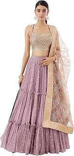 zeel clothing Women's Zari Sequins Embroidered Georgette Lehenga Choli With Dupatta (5096-Lavender-Women-Lehenga-Choli-Latest; Free size) (Lavender)-picture-21