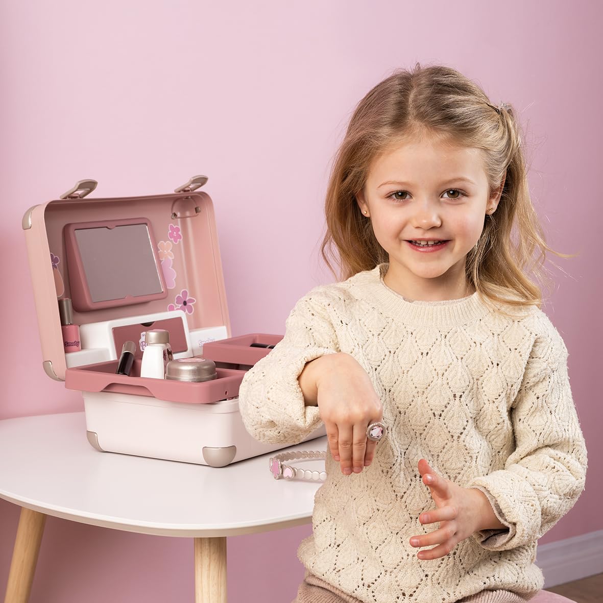 Smoby - My Beauty Kosmetikkoffer – Frisieren + Schminken - Mitnehm-Spielkoffer mit Spiegel & Zubehör (unechte Spielkosmetika), für Kinder ab 3 Jahren