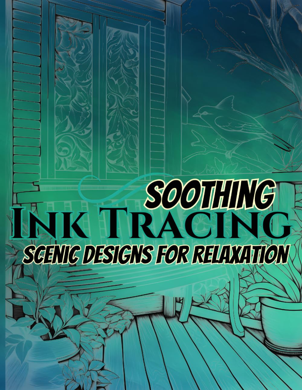 Soothing Ink Tracing: Scenic Designs for Relaxation: A Calming Art Book Featuring 50 Nature-Inspired Patterns with Gentle Green Backgrounds and Gray Outlines for Mindful Creativity and Stress Relief