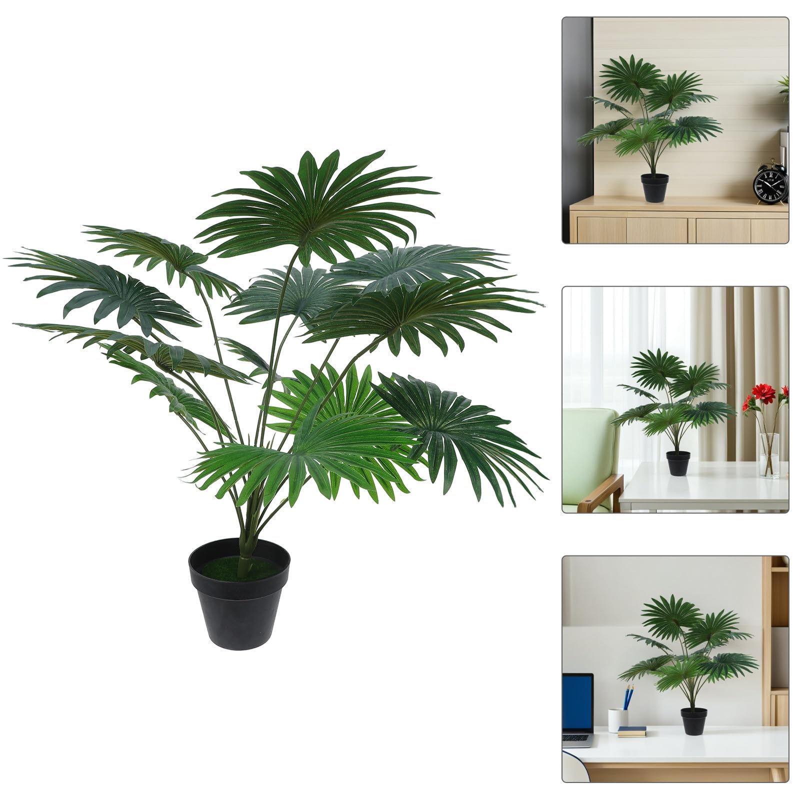 Albero di Palma Artificiale in Vaso Verde Realistico in Plastico, Facile Manutenzione, per Soggiorno e Camera da Letto, Pianta Finta Decorativa per Interni