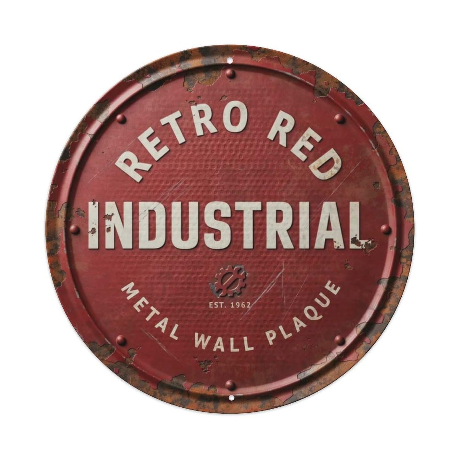 Retro Red Industrial Metal Wall Plaque Metal Tin Sign Plaque