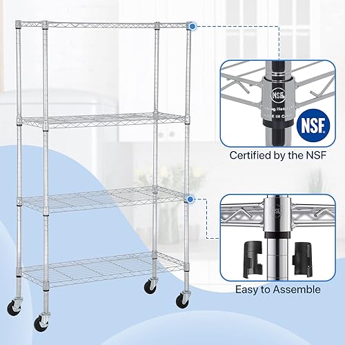 Miniatura 4 de Dkelincs Estantería de alambre de 36 pulgadas de largo x 14 pulgadas de ancho x 62 pulgadas de alto, estantes de almacenamiento de metal NSF de 4