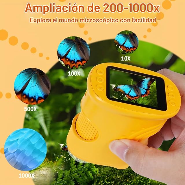 Foto 2 de 8 de LURICO Microscopio para Niños, Microscopio Digital Portátil 1000X, 4K HD Pantalla 2.0 IPS