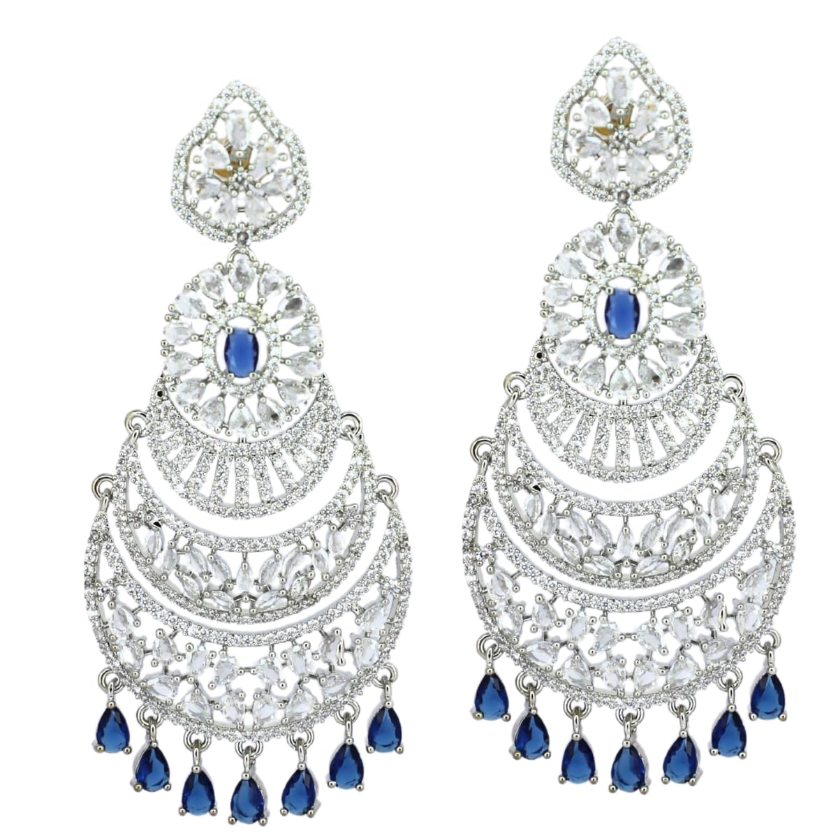 AD and Emerald Chandbali Earrings for Women | Statement Earrings | Handcrafted Elegant Long Drop Earrings for Special Occasions-image-17