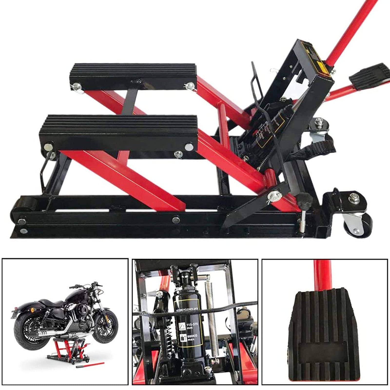 Buy MOTOOS 1500LB Motorcycle Bike Lift ATV Hoist Jack Stand Foot